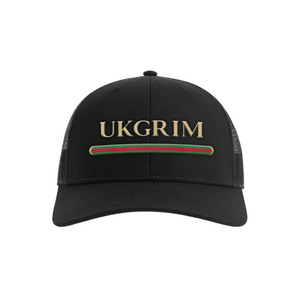 UK GRIM: Schwarze Kappe (mit gesticktem Logo)