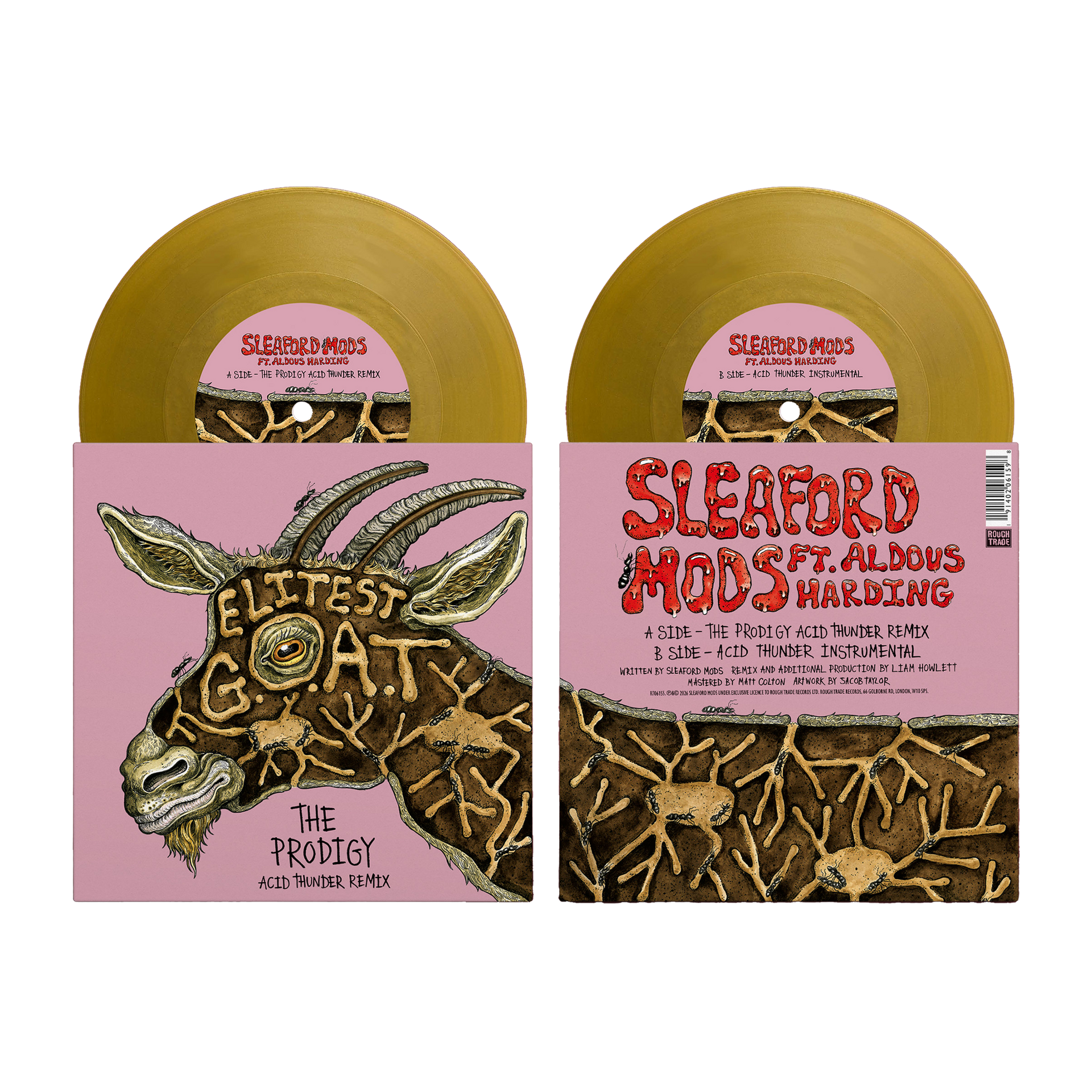 Sleaford Mods-Elitest〜Prodigy Remix 7” Elitist G.O.A.T. (The Prodigy Acid Thunder Remix): Gold Vinyl 7